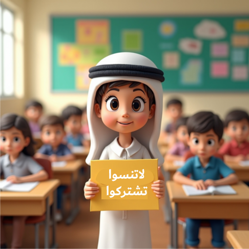 صورة طفل يحمل لافته مكتوب عليها لاتنسوا الاشتراك في المنصة
