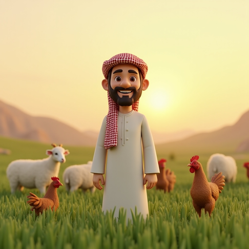 FlowmasterKids فلوماستركيدز- ارقامي مجموعة من الدجاج البني يقف داخل منطقة مسيجة بالسلك الشبكي تحت شجرة توفر لهم الظل