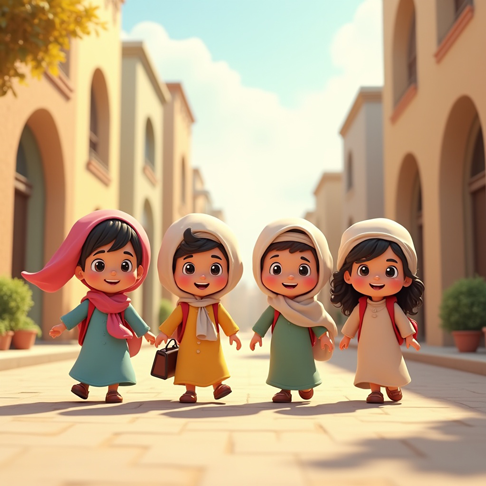 يومي في روضتي الأسبوع الثالث اليوم الأول اطفال يستعدوون للذهاب للمدرسة