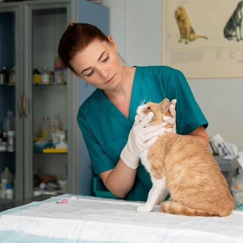 close-up-veterinarian-taking-care-cat